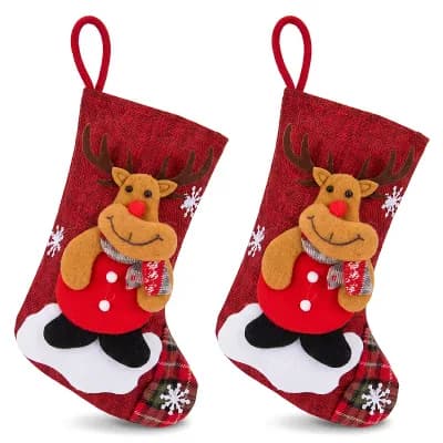 Novelty Deer Cartoon Stockings Luxury Assorted Garland Accents 9x6 inch