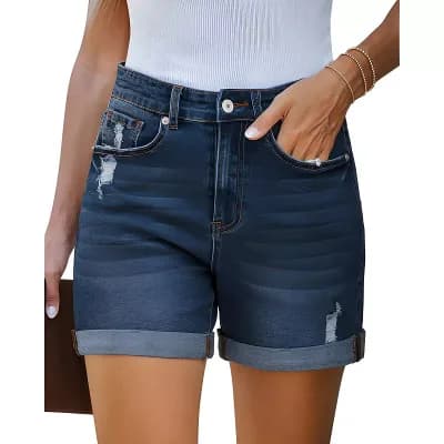 Frayed Hem Denim Shorts