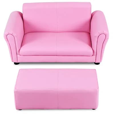 Costway Kids Sofa Armrest Chair Couch Lounge Children Birthday Gift w/ Ottoman