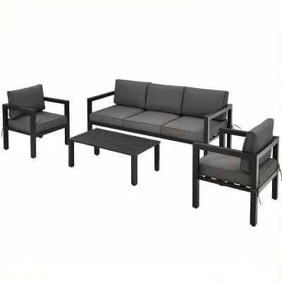 Costway 4 pc Outdoor Patio Furniture Set Sectional Sofa Set Coffee Table