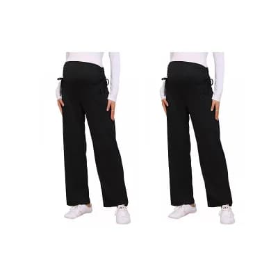 2 Packs Women's Maternity Pants Ribbed Knit Palazzo Over the Belly Wide Leg Pregnancy Trousers