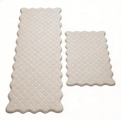 2 pc Scalloped Embossed Cushioned Anti Fatigue Kitchen Mat