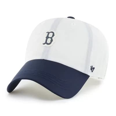 Men's '47 White/Navy Boston Red Sox Modernia Clean Up Adjustable Hat