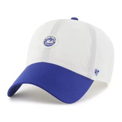 Men's '47 White/Royal New York Mets Modernia Clean Up Adjustable Hat