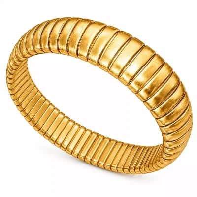 Wide Gold Stretch Bangle Bracelet