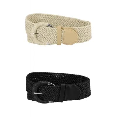 2 Packs Woven Plus Size Waist Belts Wide Braided Belts for Women Dress