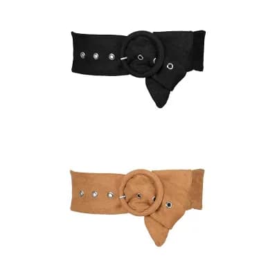 2 Packs Ladies Wide Waist Belt Vintage Round Buckle Obi Cinch Wide Waistband Belts for Dress