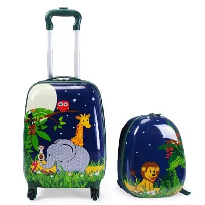 Costway 2 pc 12'' 16'' Kids Luggage Set Suitcase Backpack School Travel Trolley ABS