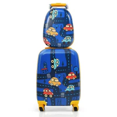 Costway 2 pc Kids Carry On Luggage Set 12'' Backpack & 18'' Rolling Suitcase for Travel