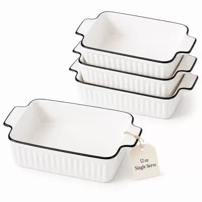12 Oz Ceramic Baking Dish Set Rectangular Porcelain Bakeware Oven Safe