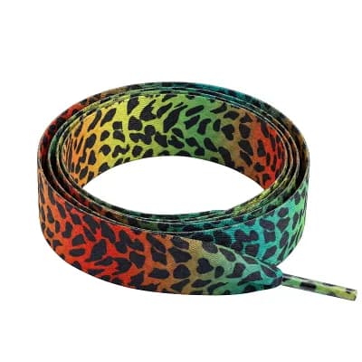 1 Pair Unisex Wide Satin Tie-Dye Leopard Shoelaces for Sneakers 55.12"