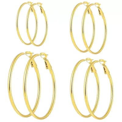 4 Pair Hoop Earrings Set