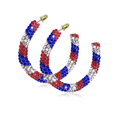 USA Flag Hoop Earrings
