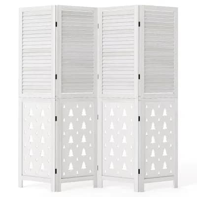 Costway 67" Tall Wood Room Divider, 4 Panel, Folding Privacy Screen for Room Separation