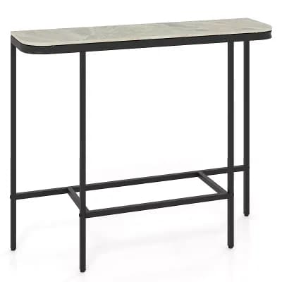 Costway Entryway Table with Faux Marble Top and Metal Frame for Hallway, Living Room