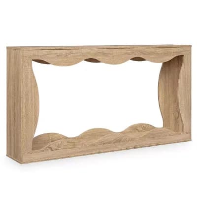 Costway 63” Console Table, 2 tier Narrow Entryway Table with Wavy Edge Storage Shelf