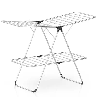 Costway Clothes Drying Rack Foldable 2-Level Laundry Airer with Adjustable Wings