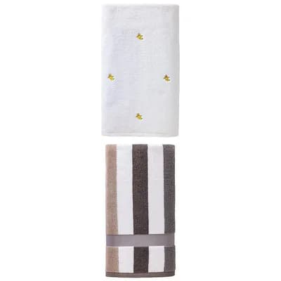 2 Packs Cute Embroidery Cotton Bath Towels Absorbent and Soft Oversized Towel 55"x28" for Gym Pool