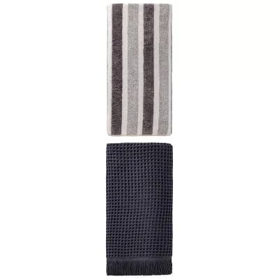 2 Packs Solid Waffle Bath Towel with Tassel Highly Absorbent Towel 71"x35" for Room
