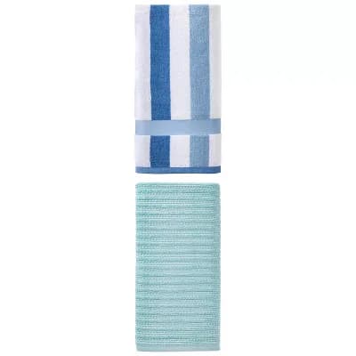 2 Packs Cotton Waffle Bath Towels Soft Absorbent Quick Dry Shower Towel 55"x28" for Room