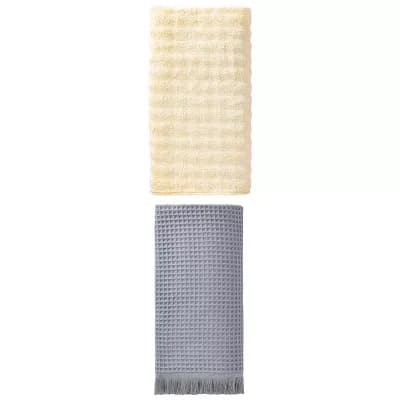 2 Packs Solid Waffle Soft Towel with Tassel Soft High Absorbent Bath Towel 71"x35" 55"x28" for Pool