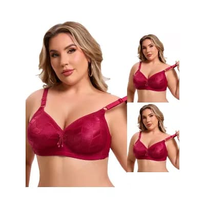 3 Packs Women's Deep V Wireless Bralette Comfort Seamless Soft Cup Adjustable Straps Bras