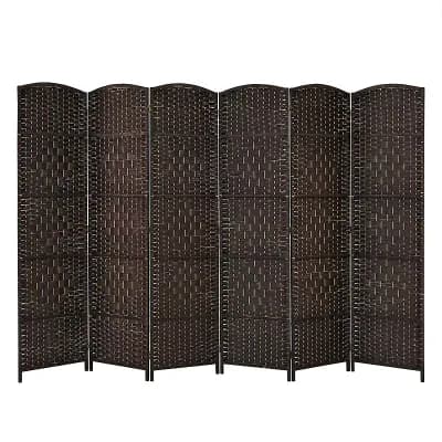 Costway 6-Panel Room Divider 6Ft Weave Fiber Folding Privacy Screen