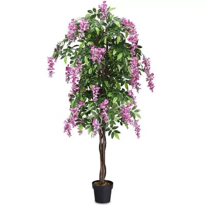 Costway 6-Feet Artificial Wistera Silk Tree Pink Flower Indoor Outdoor for Home Decor