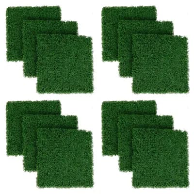Costway 12 pc Faux Green Moss Panels withInsertable Branches Stable X-shaped structure