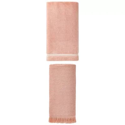 2 Packs Solid Bath Towel with Tassel Highly Absorbent Towel 71"x35" and 63"x31" for Spa
