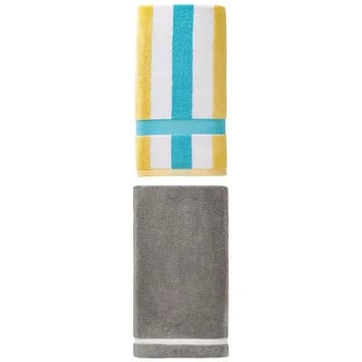 2 Packs Coral Fleece Towel Soft Quick Dry Highly Absorbent Bath Towel 63"x31" 55"x28" for Home