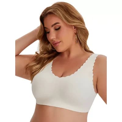 Women's Bras Waved Edge Wireless Push Up Tshirt Full Coverage Bralettes