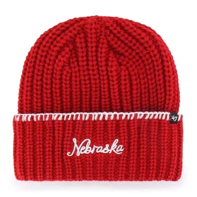 Women's '47 Scarlet Nebraska Huskers Blanket Stitch Cuff Knit Hat