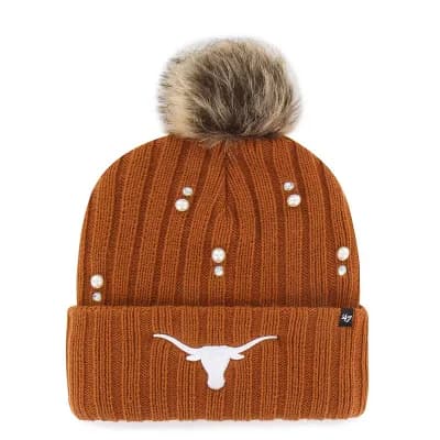 Women's '47 Texas Orange Texas Longhorns Pearl Fur Knit Hat with Pom