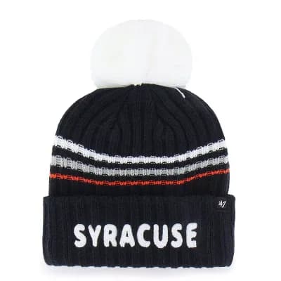 Women's '47 Navy Syracuse Orange Seasonal Fuzzy Script Big Pom Knit Hat