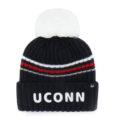 Women's '47 Navy UConn Huskies Seasonal Fuzzy Script Big Pom Knit Hat