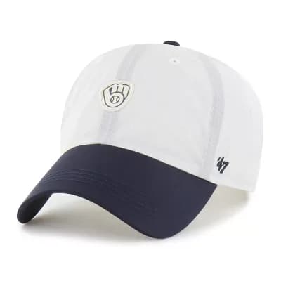 Unisex '47 White/Navy Milwaukee Brewers Modernia Clean Up Adjustable Hat