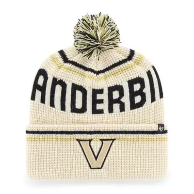 Unisex '47 Cream Vanderbilt Commodores Quattrle Waffle Cuffed Knit Hat with Pom