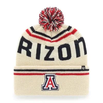 Unisex '47 Cream Arizona Wildcats Quattrle Waffle Cuffed Knit Hat with Pom