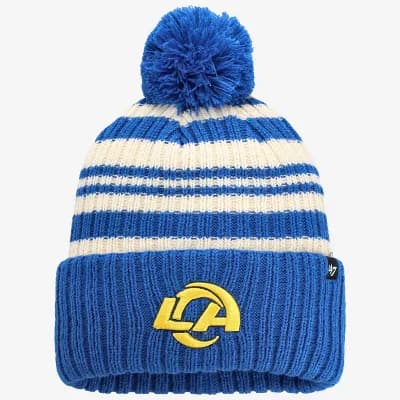 Youth '47 Royal Los Angeles Rams Snow Fort Cuffed Knit Hat with Pom