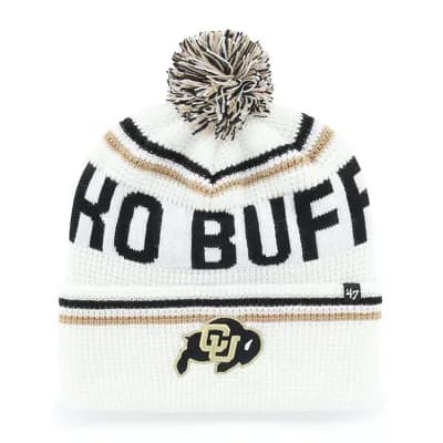 Unisex '47 White Colorado Buffaloes Quattrle Waffle Cuffed Knit Hat with Pom