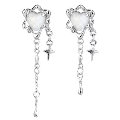 Moonstone Heart Earrings
