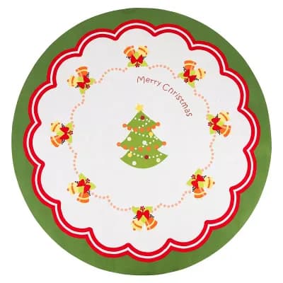 Washable Round Area Rug Non Slip Low Pile Christmas Accent Mat 32" x 32"
