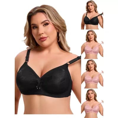 5 Packs Women's Deep V Wireless Bralette Comfort Seamless Soft Cup Adjustable Straps Bras