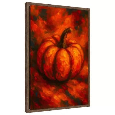 Vibrant Fall Pumpkin by Hugo Framed Canvas Wall Art Print