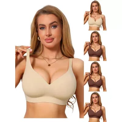 5 Packs Seamless Bras for Women Soft Bralette No Underwire Push Up Comfort Everyday Tshirt Bra