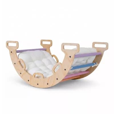 Costway Wooden Rocking Climbing Arch with Cushion, 3-in-1 Montessori Kids Climber Rocker