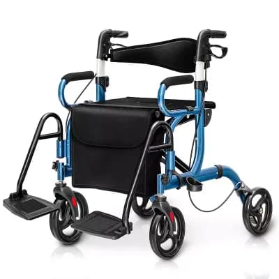 Costway Rollator Walker with Seat Folding Walker with 8-inch Wheels Supports up to 350lbs