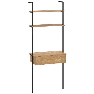 Costway 3 tier Ladder Bookshelf with Roomy Drawer & Sturdy Metal Frame, 2 Anti-Tipping Kits