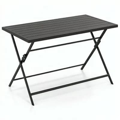 Costway 48” x 30” Foldable Outdoor Dining Table with Slatted Tabletop for Kitchen Garden